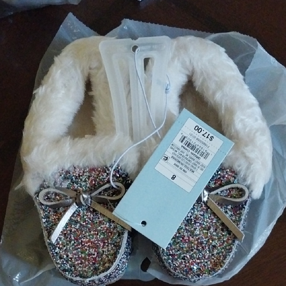 Cat & Jack Multicolor Glitter Kids Slippers